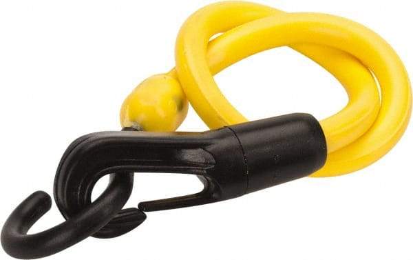The Perfect Bungee - Stretch-n-Flex Web Tie Down with Molded in Hook & Safety Clasp - 18" OAL, Yellow - Apex Tool & Supply