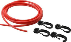 Polyflex - 10' Long x 1/4" Diam, Red Tie Down Rope Kit - With 4 Hooks - Apex Tool & Supply