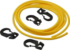 Polyflex - 10' Long x 1/4" Diam, Yellow Tie Down Rope Kit - With 4 Hooks - Apex Tool & Supply