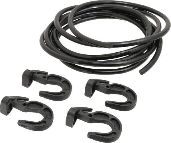 Polyflex - 10' Long x 5/16" Diam, Black Tie Down Rope Kit - With 4 Hooks - Apex Tool & Supply