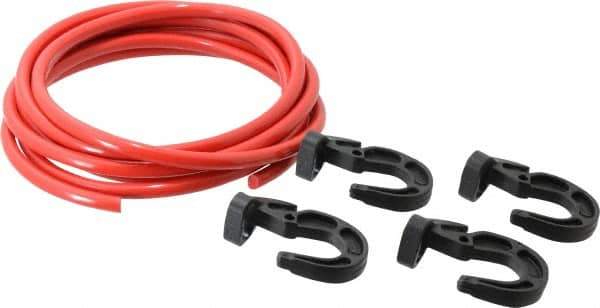 Polyflex - 10' Long x 5/16" Diam, Red Tie Down Rope Kit - With 4 Hooks - Apex Tool & Supply