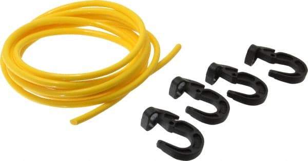 Polyflex - 10' Long x 5/16" Diam, Yellow Tie Down Rope Kit - With 4 Hooks - Apex Tool & Supply