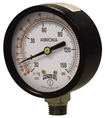 Winters - 4" Dial, 1/4 Thread, 30-0-300 Scale Range, Pressure Gauge - Lower Connection Mount, Accurate to 3-2-3% of Scale - Apex Tool & Supply