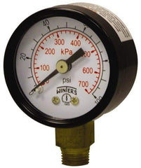Winters - 1-1/2" Dial, 1/8 Thread, 0-160 Scale Range, Pressure Gauge - Lower Connection Mount, Accurate to 3-2-3% of Scale - Apex Tool & Supply
