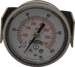 Winters - 2" Dial, 1/8 Thread, 0-100 Scale Range, Pressure Gauge - U-Clamp Panel Mount, Center Back Connection Mount, Accurate to 2.5% of Scale - Apex Tool & Supply