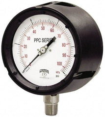 Winters - 4-1/2" Dial, 1/2 Thread, 0-10,000 Scale Range, Pressure Gauge - Lower Connection Mount, Accurate to 0.5% of Scale - Apex Tool & Supply