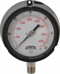 Winters - 4-1/2" Dial, 1/2 Thread, 0-600 Scale Range, Pressure Gauge - Lower Connection Mount, Accurate to 0.5% of Scale - Apex Tool & Supply