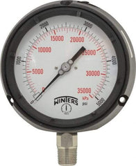 Winters - 4-1/2" Dial, 1/2 Thread, 0-5,000 Scale Range, Pressure Gauge - Lower Connection Mount, Accurate to 0.5% of Scale - Apex Tool & Supply