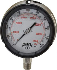 Winters - 4-1/2" Dial, 1/2 Thread, 0-10,000 Scale Range, Pressure Gauge - Lower Connection Mount, Accurate to 0.5% of Scale - Apex Tool & Supply