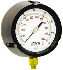 Winters - 4-1/2" Dial, 1/4 Thread, 0-160 Scale Range, Pressure Gauge - Lower Connection Mount, Accurate to 0.5% of Scale - Apex Tool & Supply