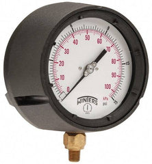 Winters - 4-1/2" Dial, 1/4 Thread, 0-15 Scale Range, Pressure Gauge - Lower Connection Mount, Accurate to 0.5% of Scale - Apex Tool & Supply