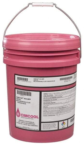 Cimcool - Cimstar 60C-HFP, 5 Gal Pail Cutting Fluid - Semisynthetic, For Boring, Drilling, Grinding, Milling, Reaming, Tapping, Turning - Apex Tool & Supply