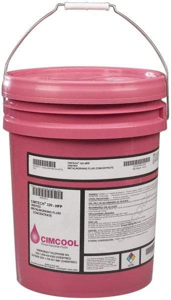 Cimcool - Cimtech 320-HFP, 5 Gal Pail Cutting & Grinding Fluid - Synthetic, For Boring, Drilling, Milling, Reaming, Tapping, Turning - Apex Tool & Supply
