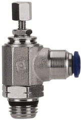 Value Collection - 3/8" Pipe, Angled Miniature Needle Valve - Buna Seal, Male x Push to Connect Ends, Nickel Plated Brass Valve, 145 Max psi - Apex Tool & Supply