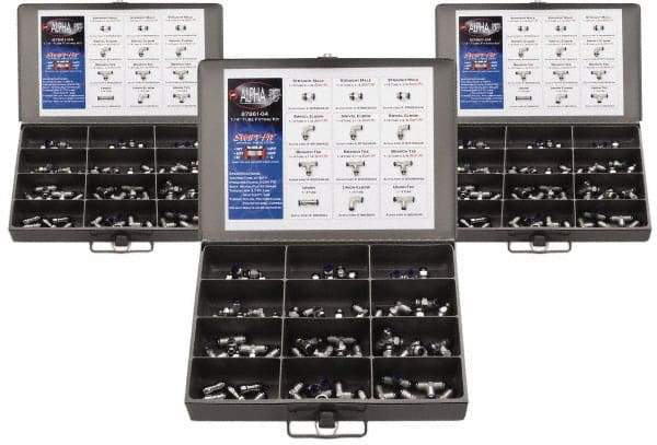 Value Collection - 36 Piece, Push to Connect Fitting Kit - Mixed Universal Threads, 1/2" Tube - Apex Tool & Supply