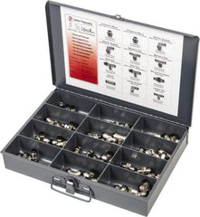 Value Collection - 60 Piece, Push to Connect Fitting Kit - Mixed Universal Threads, 4mm Tube - Apex Tool & Supply