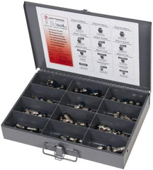 Value Collection - 60 Piece, Push to Connect Fitting Kit - Mixed Universal Threads, 1/4" Tube - Apex Tool & Supply