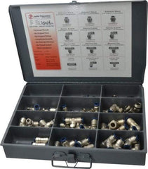 Value Collection - 60 Piece, Push to Connect Fitting Kit - Mixed Universal Threads, 3/8" Tube - Apex Tool & Supply