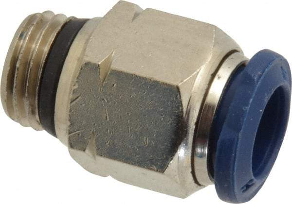 Value Collection - 3/8" Outside Diam, 1/4 Universal, Nickel Plated Brass Push-to-Connect Tube Male Connector - 250 Max psi, Tube to Universal Thread Connection, Buna O-Ring - Apex Tool & Supply