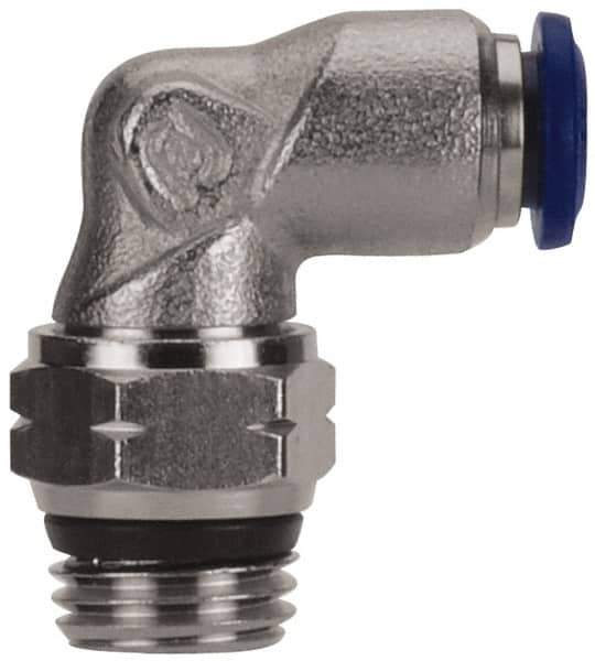 Value Collection - 5/32" Outside Diam, 1/8 Universal, Nickel Plated Brass Push-to-Connect Tube Male Swivel Elbow - 250 Max psi, Tube to Universal Thread Connection, Buna O-Ring - Apex Tool & Supply