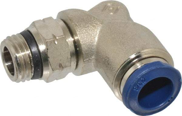 Value Collection - 3/8" Outside Diam, 1/4 Universal, Nickel Plated Brass Push-to-Connect Tube Male Swivel Elbow - 250 Max psi, Tube to Universal Thread Connection, Buna O-Ring - Apex Tool & Supply