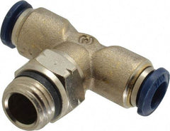 Value Collection - 1/4" Outside Diam, 1/4 Universal, Nickel Plated Brass Push-to-Connect Tube Male Swivel Branch Tee - 250 Max psi, Tube to Universal Thread Connection, Buna O-Ring - Apex Tool & Supply