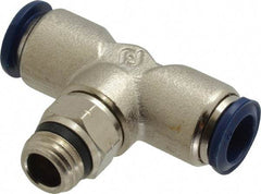 Value Collection - 3/8" Outside Diam, 1/4 Universal, Nickel Plated Brass Push-to-Connect Tube Male Swivel Branch Tee - 250 Max psi, Tube to Universal Thread Connection, Buna O-Ring - Apex Tool & Supply