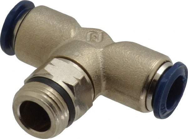 Value Collection - 3/8" Outside Diam, 3/8 Universal, Nickel Plated Brass Push-to-Connect Tube Male Swivel Branch Tee - 250 Max psi, Tube to Universal Thread Connection, Buna O-Ring - Apex Tool & Supply
