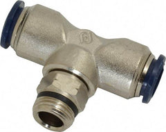 Value Collection - 1/2" Outside Diam, 3/8 Universal, Nickel Plated Brass Push-to-Connect Tube Male Swivel Branch Tee - 250 Max psi, Tube to Universal Thread Connection, Buna O-Ring - Apex Tool & Supply