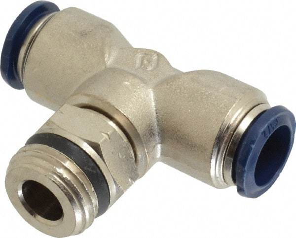 Value Collection - 1/2" Outside Diam, 1/2 Universal, Nickel Plated Brass Push-to-Connect Tube Male Swivel Branch Tee - 250 Max psi, Tube to Universal Thread Connection, Buna O-Ring - Apex Tool & Supply