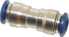 Value Collection - 1/4" Outside Diam, Nickel Plated Brass Push-to-Connect Tube Union - 250 Max psi, Tube to Tube Connection, Buna O-Ring - Apex Tool & Supply