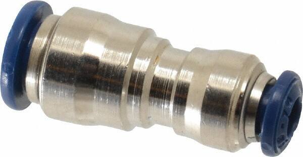 Value Collection - 1/4 x 5/32" Outside Diam, Nickel Plated Brass Push-to-Connect Tube Union - 250 Max psi, Tube to Tube Connection, Buna O-Ring - Apex Tool & Supply