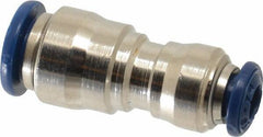 Value Collection - 1/4 x 5/32" Outside Diam, Nickel Plated Brass Push-to-Connect Tube Union - 250 Max psi, Tube to Tube Connection, Buna O-Ring - Apex Tool & Supply