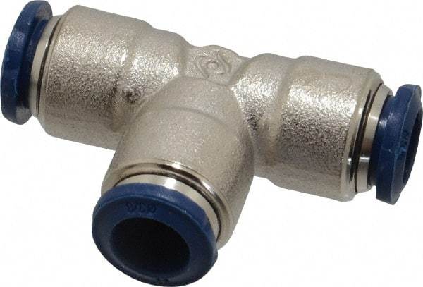 Value Collection - 3/8" Outside Diam, Nickel Plated Brass Push-to-Connect Tube Union Tee - 250 Max psi, Tube to Tube Connection, Buna O-Ring - Apex Tool & Supply