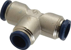 Value Collection - 1/2" Outside Diam, Nickel Plated Brass Push-to-Connect Tube Union Tee - 250 Max psi, Tube to Tube Connection, Buna O-Ring - Apex Tool & Supply