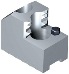 Schunk - 6" Max Chuck Diam Compatibility, Steel 1.5mm x 60° Serrated Hard Lathe Top Jaws - 12mm Groove Width, 30mm Wide x 1-7/8" High - Apex Tool & Supply