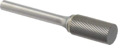 M.A. Ford - 1/2" Cut Diam, 1/4" Shank Diam, Cylinder Head Double Cut Burr - Carbide, Flat End, 1" LOC, 3" OAL - Apex Tool & Supply