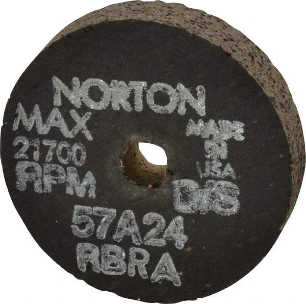 Norton - 2-1/2" Diam x 3/8" Hole x 1/2" Thick, R Hardness, 24 Grit Surface Grinding Wheel - Aluminum Oxide, Type 1, Very Coarse Grade, 21,700 Max RPM, No Recess - Apex Tool & Supply