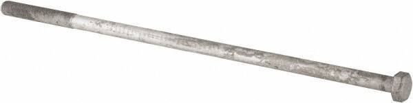 Value Collection - 1-8 Thread, 28" Length Under Head, Steel Hex Head Bolt - Hot Dipped Galvanized Coated, UNC Thread, ASTM A307, Grade 2 - Apex Tool & Supply