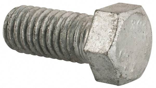 Value Collection - 7/16-14 Thread, 1" Length Under Head, Steel Hex Head Bolt - Hot Dipped Galvanized Coated, UNC Thread, ASTM A307, Grade 2 - Apex Tool & Supply