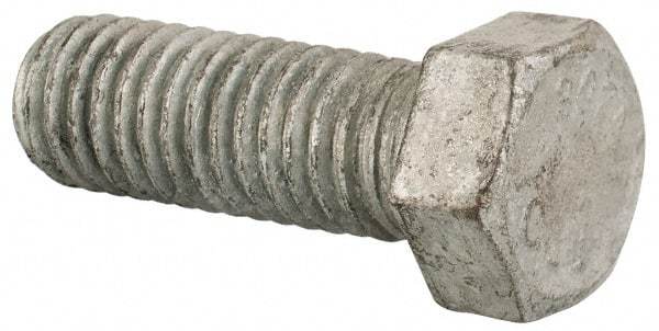 Value Collection - 7/16-14 Thread, 1-1/4" Length Under Head, Steel Hex Head Bolt - Hot Dipped Galvanized Coated, UNC Thread, ASTM A307, Grade 2 - Apex Tool & Supply