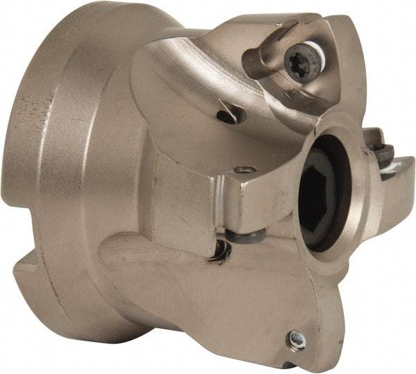 Seco - 4 Inserts, 1.34" Cutter Diam, 0.08" Max Depth of Cut, Indexable High-Feed Face Mill - 3/4" Arbor Hole Diam, 0.32" Keyway Width, 1.6" High, R220.21 Toolholder, 218.19-160.. Inserts, Series R220.21 - Apex Tool & Supply