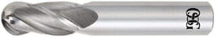 OSG - 25mm Diam, 38mm LOC, 4 Flute Solid Carbide Ball End Mill - Uncoated, Single End, 102mm OAL, 102mm Shank Diam, Spiral Flute - Apex Tool & Supply