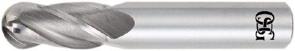 OSG - 14mm Diam, 30mm LOC, 4 Flute Solid Carbide Ball End Mill - Uncoated, Single End, 89mm OAL, 89mm Shank Diam, Spiral Flute - Apex Tool & Supply