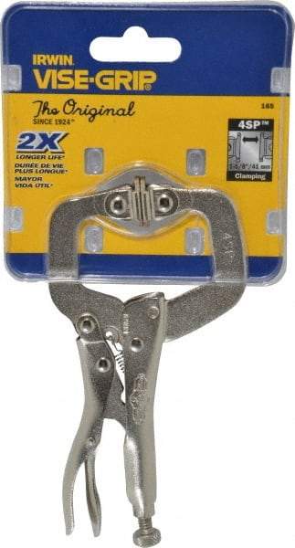 Irwin - 4" OAL C-Clamp Locking Pliers - 1-1/4" Jaw Depth, 1-5/8" Jaw Opening - Apex Tool & Supply