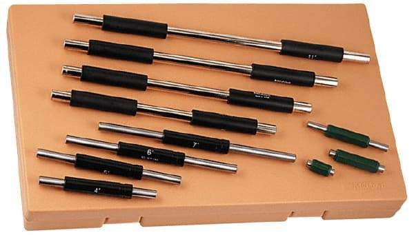 Mitutoyo - 1 to 11 Inch Long, 11 Piece Micrometer Calibration Standard Set - Accuracy Up to 0.000012 Inch, For Use with Outside Micrometer, Includes Carrying Case - Apex Tool & Supply