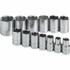 SK - 1/2" Drive Standard Socket Set - 7/16 to 1-1/4", Inch Measurement Standard - Apex Tool & Supply