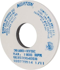 Norton - 14" Diam x 5" Hole x 1" Thick, K Hardness, 80 Grit Surface Grinding Wheel - Aluminum Oxide, Type 1, Medium Grade, 1,800 Max RPM, Vitrified Bond, No Recess - Apex Tool & Supply
