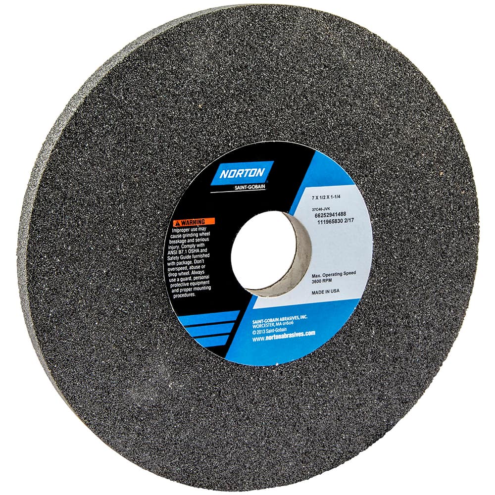 Norton - 7" Diam x 1-1/4" Hole x 1/2" Thick, J Hardness, 46 Grit Surface Grinding Wheel - Apex Tool & Supply