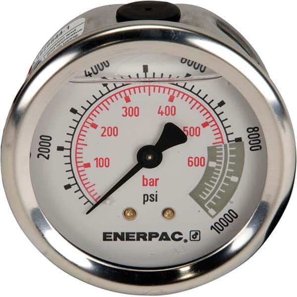 Enerpac - Hydraulic Pressure Gages & Adapters Type: Glycerine Filled Pressure Rating: 10000 - Apex Tool & Supply